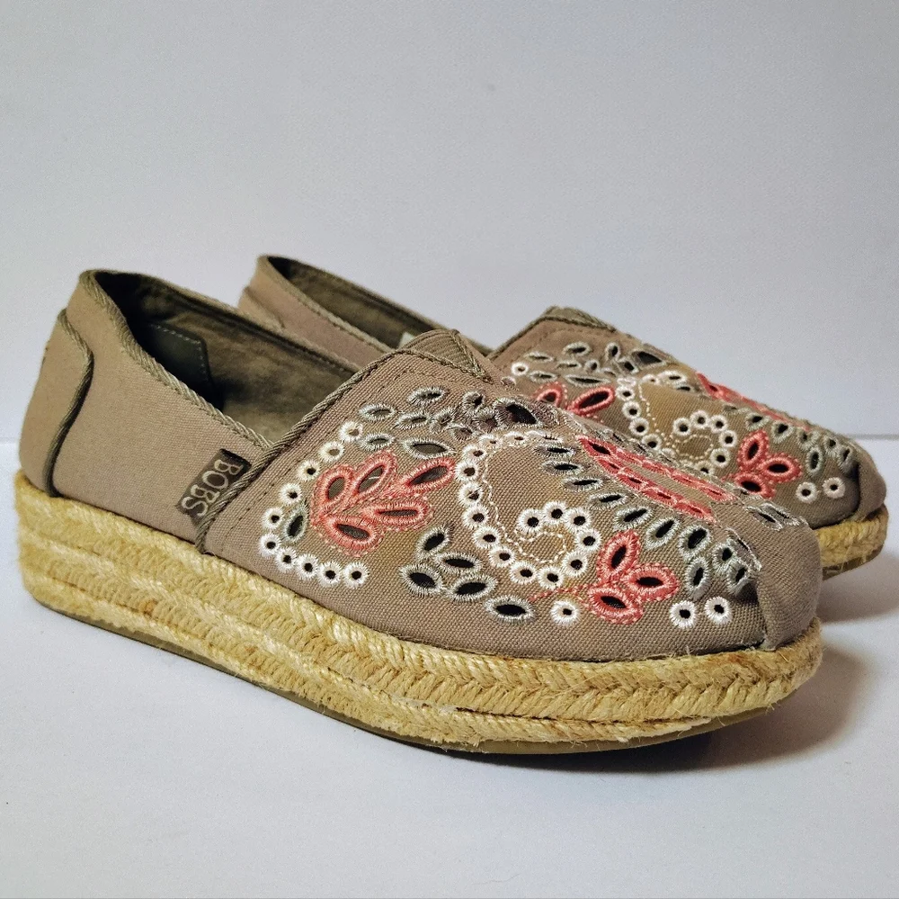 Skechers Bobs Women's Embroidered Slip-On Espadrille Canvas Arch Pillow Loafers